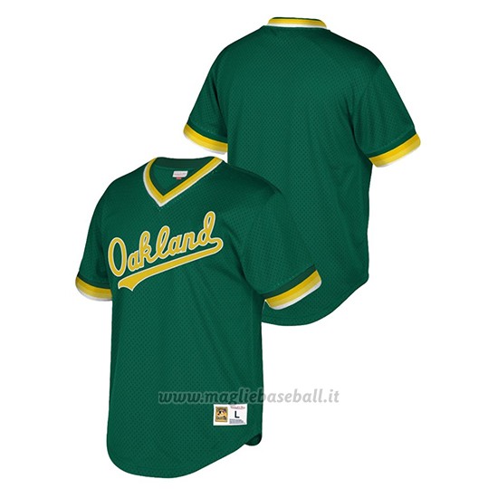Maglia Baseball Uomo Oakland Athletics Cooperstown Collection Mesh Wordmark V-neck Verde